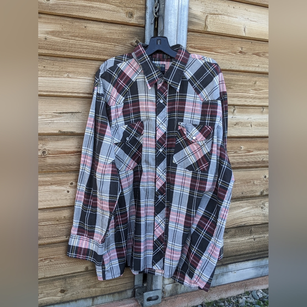 Salmon River Snap Shirt, Size 1X, Long-Sleeve, Men's Plaid Shirt